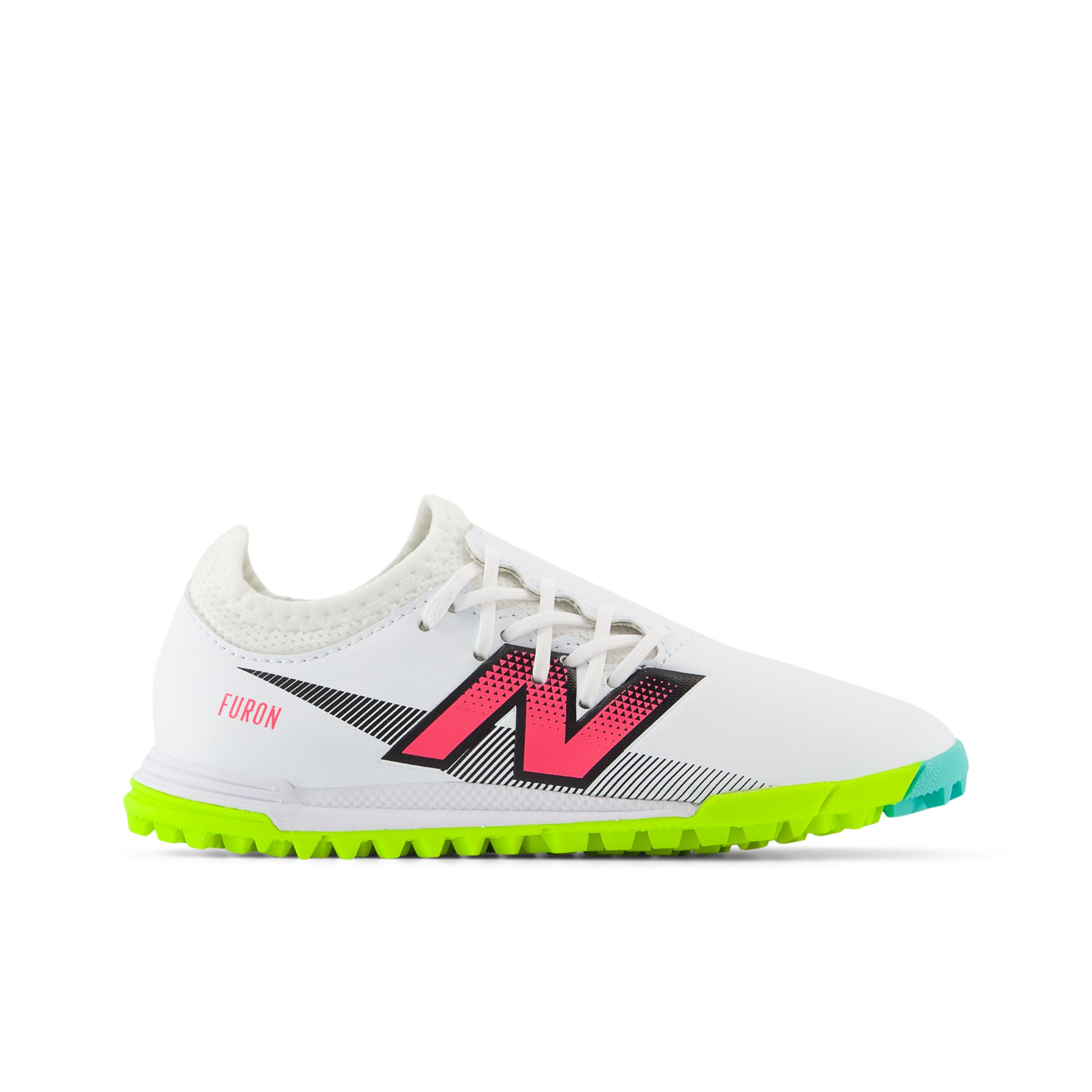 kids furon dispatch jnr tf v7 white with hi-lite and black Luton Town Kits & Football Shoes Collection | Quality Fan Gear