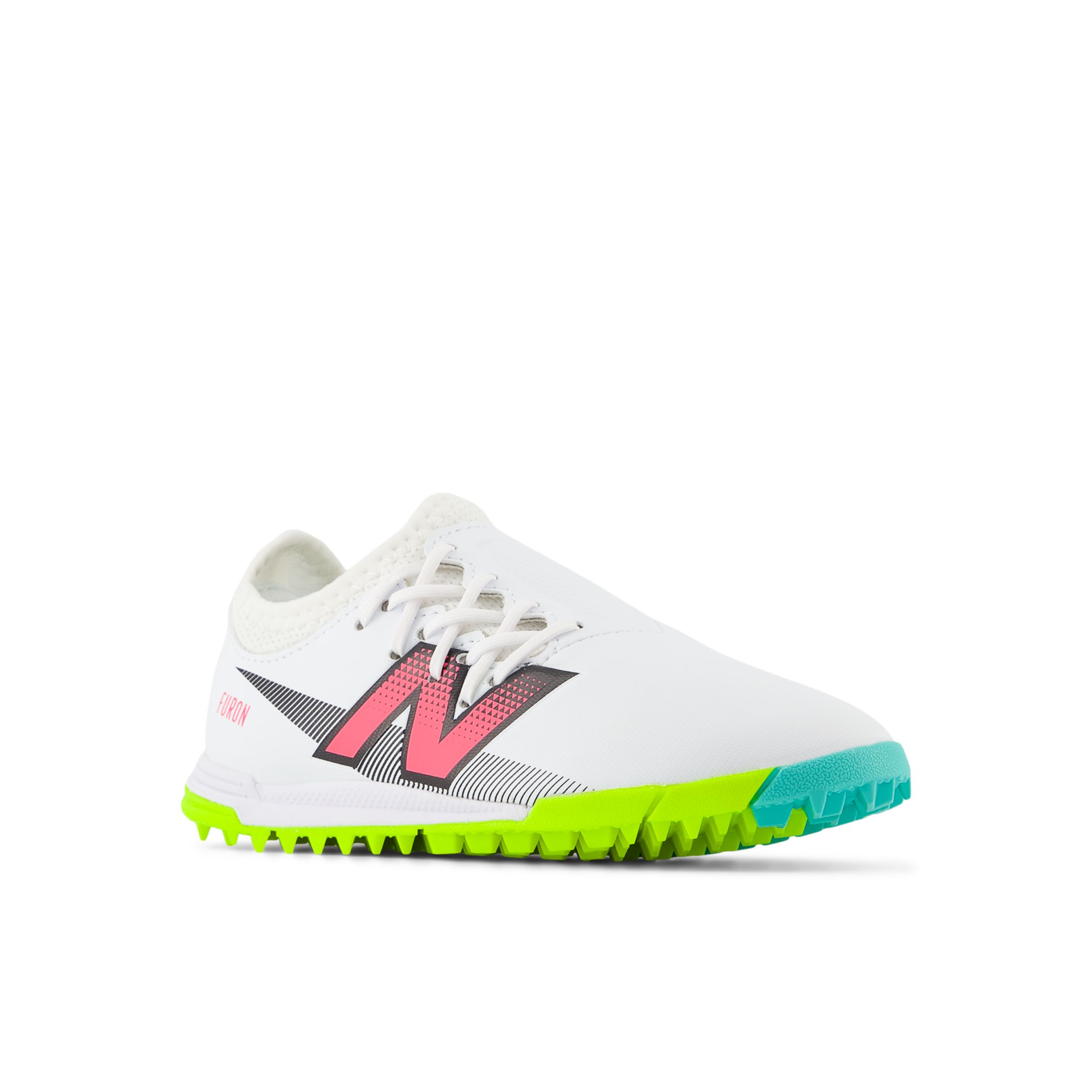 kids furon dispatch jnr tf v7 white with hi-lite and black Luton Town Kits & Football Shoes Collection | Quality Fan Gear